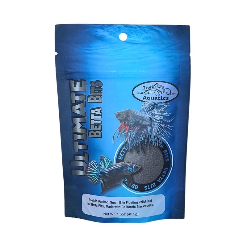 Invert Aquatics Ultimate Betta Bits - Protein Packed, Blackworm Based Floating Pellet Betta Food - Image 1
